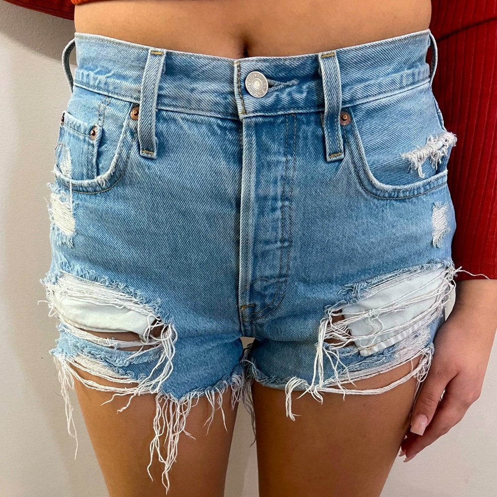 Levi distressed jean shorts